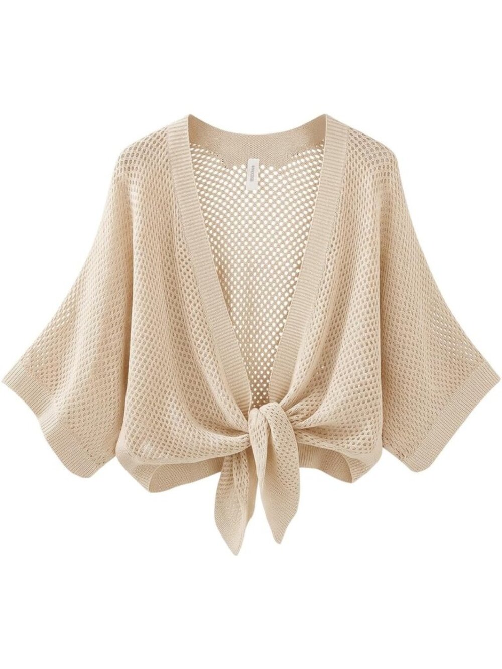 Chic Crochet Tie-Front Knit Cardigan Shrug for Women - Stylish Layering Piece